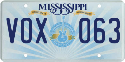 MS license plate VOX063