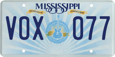 MS license plate VOX077