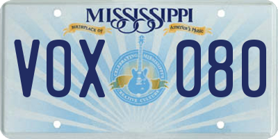MS license plate VOX080