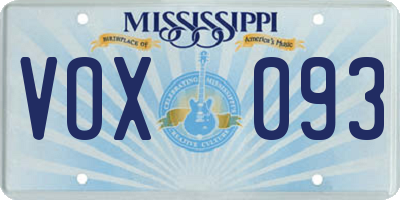 MS license plate VOX093