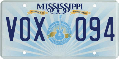 MS license plate VOX094