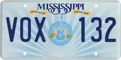 MS license plate VOX132