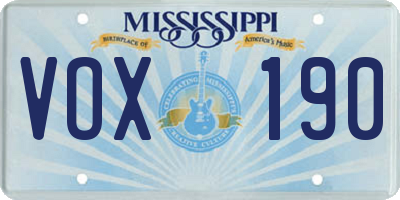 MS license plate VOX190