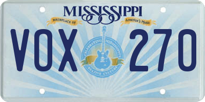 MS license plate VOX270