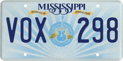 MS license plate VOX298