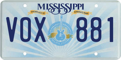 MS license plate VOX881