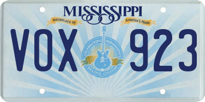 MS license plate VOX923