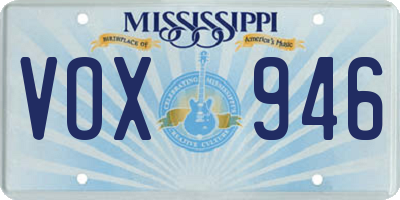 MS license plate VOX946