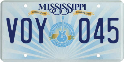 MS license plate VOY045