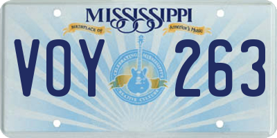 MS license plate VOY263