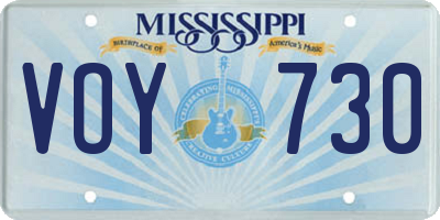 MS license plate VOY730