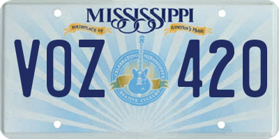 MS license plate VOZ420