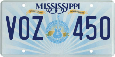 MS license plate VOZ450