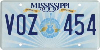 MS license plate VOZ454