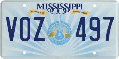 MS license plate VOZ497
