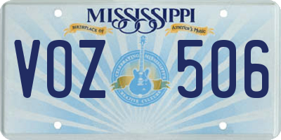 MS license plate VOZ506