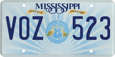 MS license plate VOZ523