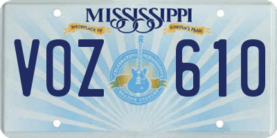 MS license plate VOZ610