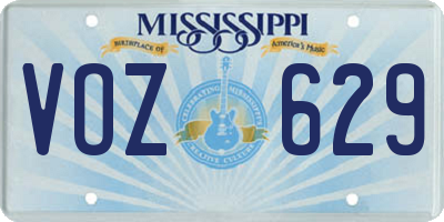 MS license plate VOZ629