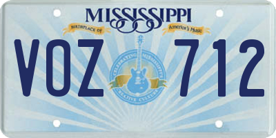 MS license plate VOZ712