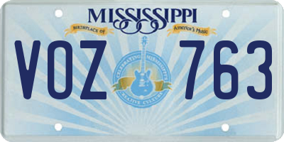MS license plate VOZ763