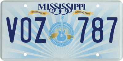 MS license plate VOZ787