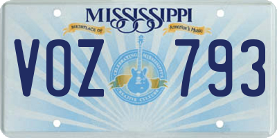 MS license plate VOZ793