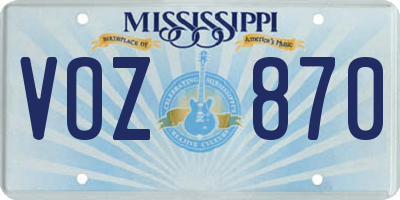 MS license plate VOZ870