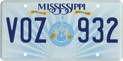 MS license plate VOZ932
