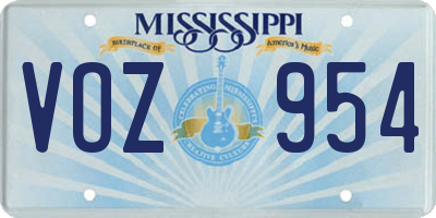 MS license plate VOZ954