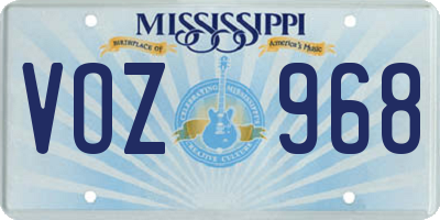 MS license plate VOZ968