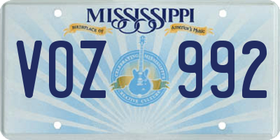 MS license plate VOZ992