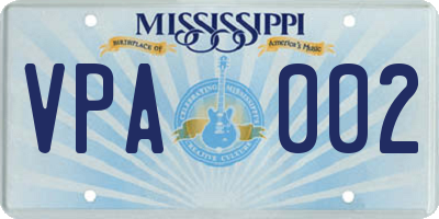 MS license plate VPA002