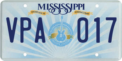 MS license plate VPA017