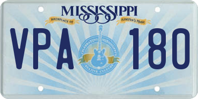 MS license plate VPA180