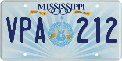 MS license plate VPA212