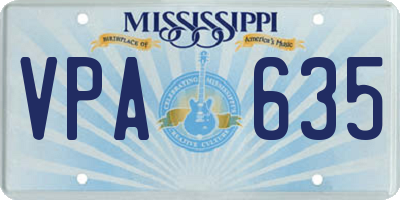 MS license plate VPA635