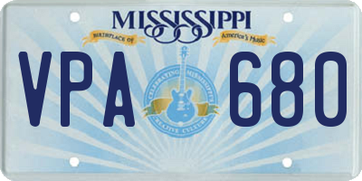 MS license plate VPA680