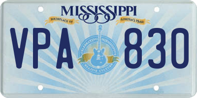 MS license plate VPA830