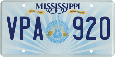 MS license plate VPA920