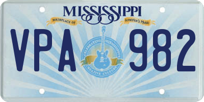 MS license plate VPA982