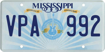 MS license plate VPA992