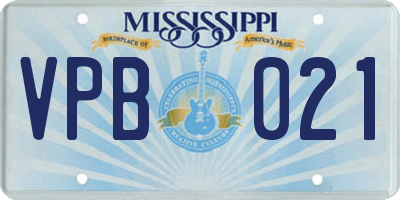 MS license plate VPB021