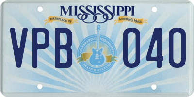 MS license plate VPB040