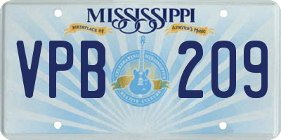 MS license plate VPB209