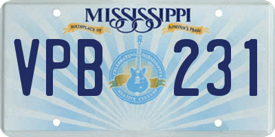 MS license plate VPB231