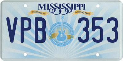 MS license plate VPB353