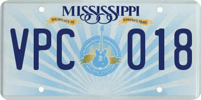 MS license plate VPC018