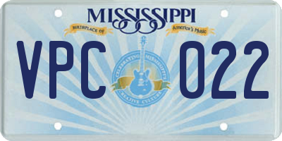 MS license plate VPC022
