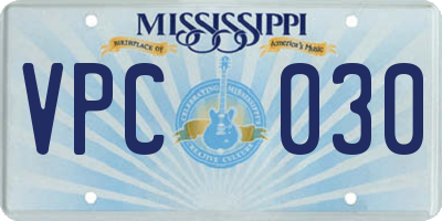 MS license plate VPC030